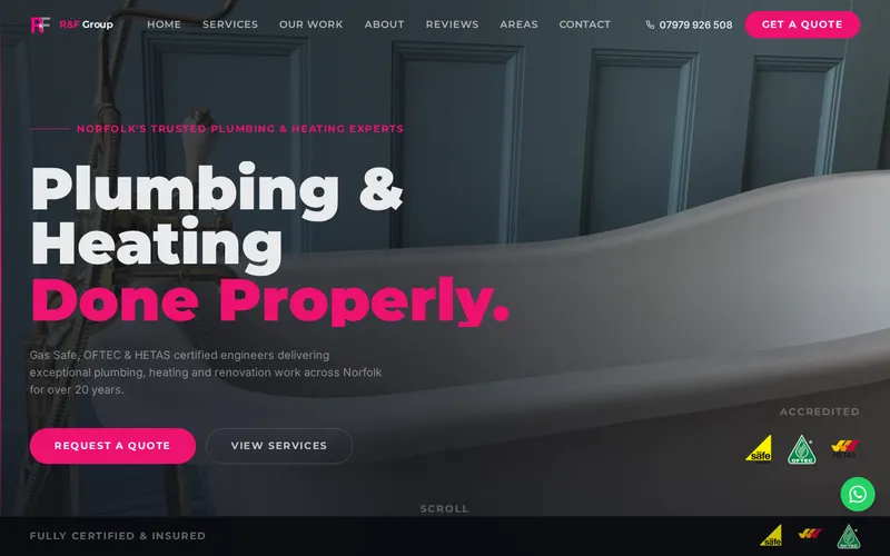 Custom website built by Website and Design for R&F Group Ltd, a website in King's Lynn