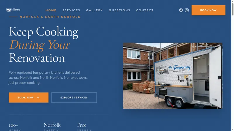 Custom website built by Website and Design for The Temporary Kitchen Co., a custom website in Norfolk